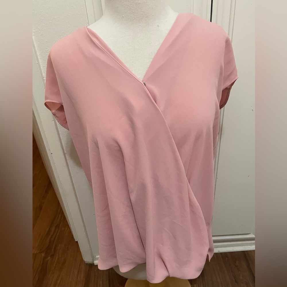 Halogen Pink Cap Sleeve V-neck Surplice Blouson Blouse